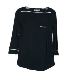 Karen Scott Black White Short Sleeve Top S New